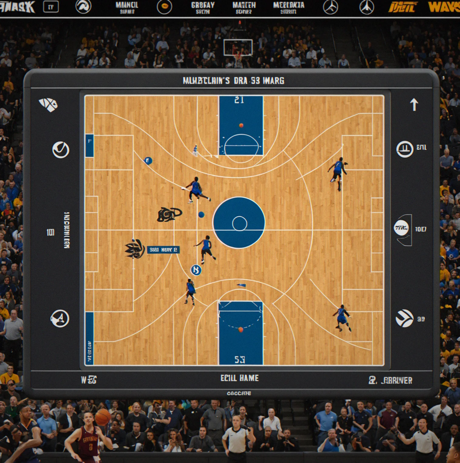 Play-calling menu with pick-and-roll direction and secondary action options
