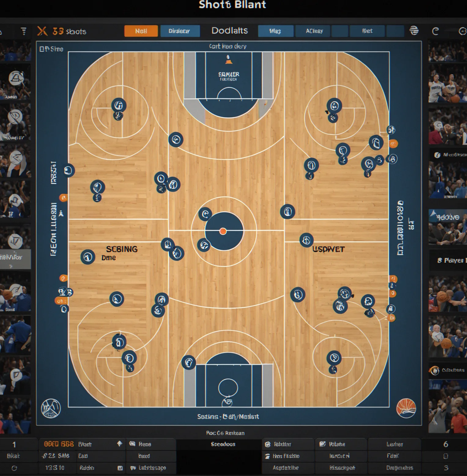 The play-calling screen mid-possession with a pick-and-roll setup, spacing angles marked out and the secondary action menu ready to go