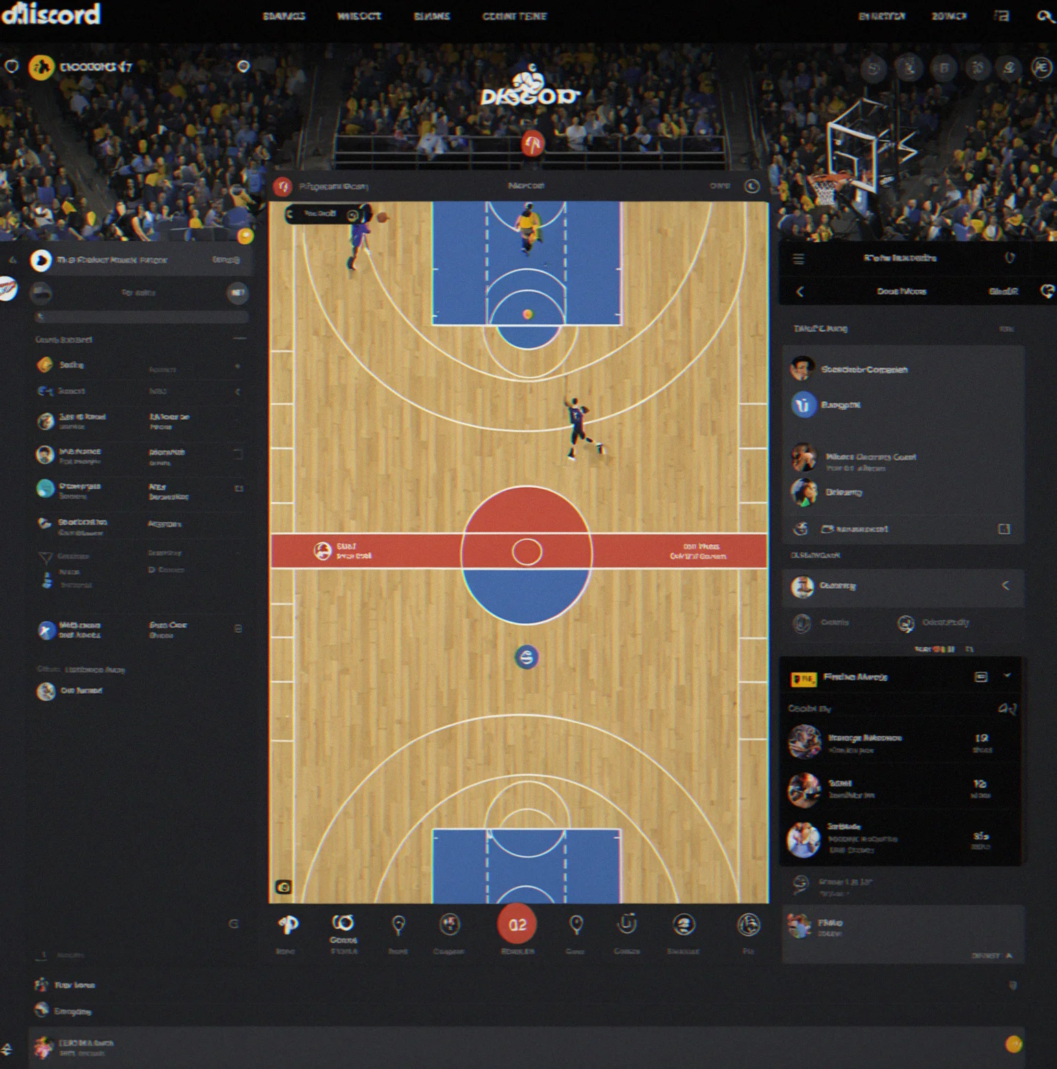Discord channel view showing strategy discussion thread with basketball court diagrams and spacing notes
