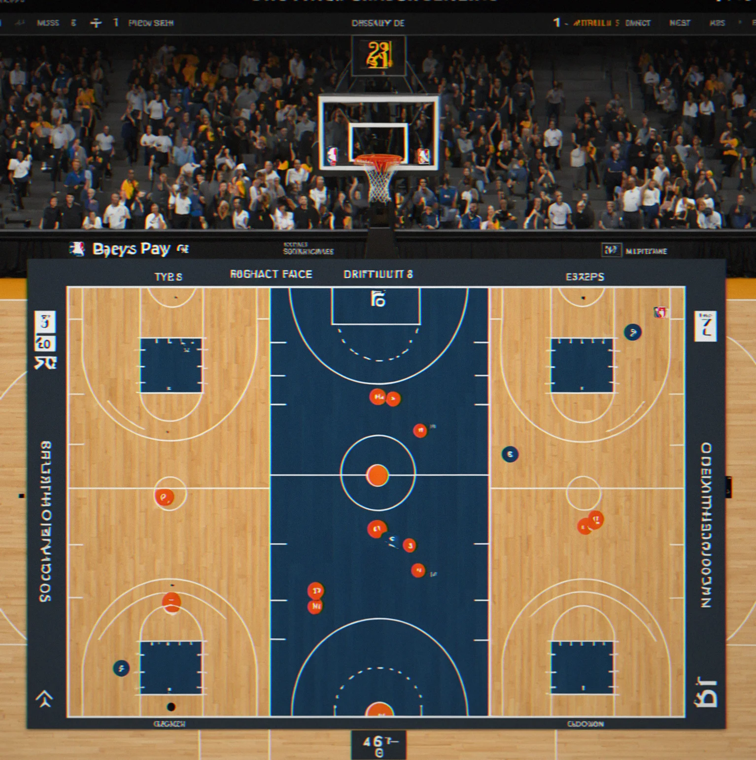 Statistical display showing shot percentages by distance, coverage type and shot difficulty ratings